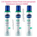 Vaseline Active Fresh Anti-perspirant Deodorant Aerosol 0% Alcohol 3X250ml