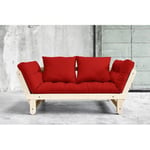 Inside75 Banquette méridienne style scandinave futon rouge BEAT couchage 75*200cm