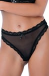 Mesh Thong With Ruched-Back S/M