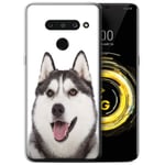 Phone Case for LG V50 ThinQ 5G Dog Breeds Husky Transparent Clear Ultra Soft Flexi Silicone Gel/TPU Bumper Cover