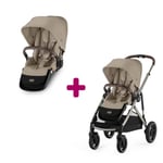 Cybex Pack Poussette Gazelle S Châssis Taupe et Siège Almond Beige + second siège