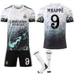 Real Madrid Special Edition Tröja med Drakmönster, Nr 9 MBAPPE, Barn & Vuxen, Fotbollsutrustning med Strumpor NO.9 MBAPPE L