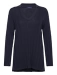 Rib Knit Open Collar Blue GANT
