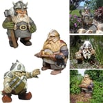 Viking Victor Norse Dwarf Gnome Statue, Viking Garden Gnome Color Decoration for Home Garden Yard Lawn (Standing+Squat Down+Half squat)