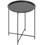 Sidobord, hopfällbart trädgårdsbord, diameter 46 x 50 cm, runt, väderbeständigt, balkongbord med fällbara bordsben, campingbord,