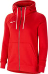 NIKE CW6955-657 W NK FLC PARK20 FZ HOODIE Sweatshirt Women's UNIVERSITY RED/WHITE/(WHITE) Size XL