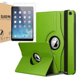 [Bundle] iPad 10.2" Leather Rotating Case, Fits both iPad 2020 Edition & iPad 10.2 inch 2019 Edition. 360 Degree Smart Flip Stand Case Cover with FREE[2 Pack] Tempered Glass. (Green)