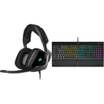 Corsair VOID ELITE RGB USB Gaming Headset - Black & K55 RGB PRO Wired Membrane Gaming Keyboard QWERTY, Black
