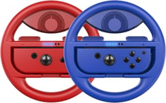 Volant Switch, Volant De Course Joy-Con Manette, Steering Wheel Pour Mario Kart 8 Deluxe / Nintendo Switch & Mod¿¿Le Oled, M Rouge / M Bleu (Pack De 2)