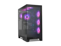 Nox Hummer Glock Black, Midi Tower, Pc, Svart, Atx, Itx, Micro Atx, Gummi, Stål, Härdat Glas, Spela