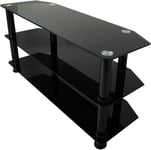 TV Stand Black Glass Table Unit For Television 32 to 50 Inch LCD OLED LED Modern