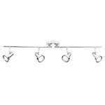 Contemporary 4 Way Adjustable Ceiling Light Spotlight Bar in A Chrome Finish - Complete with 4 x 5W GU10 Cool White LED Bulbs