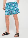Lacoste Robert George Blue Archive Print Co-ord Swim Shorts - Green, Green, Size S, Men