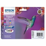 Original Epson T0807, Hummingbird Multipack Ink Cartridge, TO807, C13T08074010