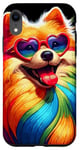 Coque pour iPhone XR Rainbow Heart Lunes Chog Love Puppy Gerful
