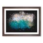 Beach In Punta Cana Dominican Republic Paint Splash Modern Art Framed Wall Art Print, Ready to Hang Picture for Living Room Bedroom Home Office Décor, Walnut A2 (64 x 46 cm)