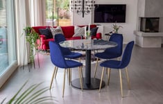 Estelle matbord 106cm grå/svart + polar stolar blå