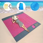 Stor Strandfilt 210x200cm Sandtät Vattentät Lätt Utomhusfilt Rose