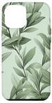iPhone 15 Pro Max Sage green Leaves Botanical Plant Line Art Wildflower Floral Case