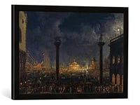 'Encadré Image de AKG Anonymous "nächtliches Lave-vaisselle Hommage à Kaiser Franz' Ier sur de la Piazzetta à Venise Impression d'art dans le cadre de haute qualité Photos fait main, 60 x 40 cm, noir mat