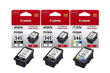 2x Canon PG545XL Black & 1x CL546XL Colour Ink Cartridges For PIXMA TS3150