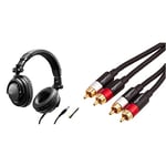 Hercules HDP DJ45 – Professional-Quality DJ Headphones & Amazon Basics 2-Male to 2-Male RCA Audio Cable - 1.22 meters