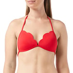 Seafolly Women's Petal Edge Fixed Tri Bikini top, Chilli Chilli Red, 3 UK