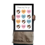 Personalised Reasons Why I Love You Photo Upload With Messages Framed Print in A3 or A4 size, Black or White (Black, A4)