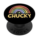 Happy Colorful I'm Chucky Rainbow Pride First Name PopSockets PopGrip Interchangeable