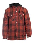 Dickies Mens Fleece Hood Flannel Shirt Jacket - Red, Red, Size L, Men