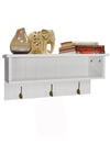 'New England'  Wall Mounted Hall Rack With Storage And 3 Coat Hooks  White