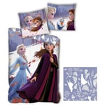 Aymax - Parure de lit réversible - La reine des neiges - Anna et Elsa à la neige - 140 cm x 200 cm