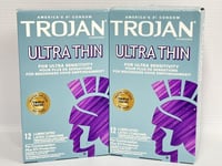 Trojan Ultra Thin Condoms For Sensitivity Feel Premium Latex Quality 2 X 12 Pack