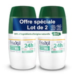 ETIAXIL - Déodorant Végétal Certifié BIO Parfum Lotus 24H - Aisselles - Adapté aux peaux sensibles - Roll-on - 2x50 ml