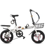 GuiSoHn 16 Inch Adult Folding Bicycle Adult Student Men's Women's Variable Speed Ultra Light Portable Mini Bicycle