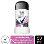 Sure Women Invisible Pure Antiperspirant Stick 72H Nonstop Protection, 50ml