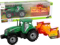 Leantoys Grön Traktor Med Orange Kultivator Drive For Kids
