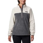 Columbia Women's Benton Springs 1/2 Snap Fleece Pullover Sweater, City Grey Heather/Chalk, Large Petite