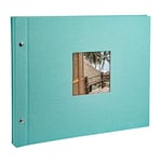 goldbuch Bella Vista 28807 Album Photo avec découpe fenêtre 39 x 31 cm 40 Pages Blanches avec intercalaires en Cristal Bleu Sarcelle
