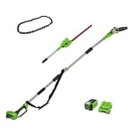 Greenworks Cordless Extension Hedge Trimmer Chainsaw Electric 2 in 1 40V + Saw Chain