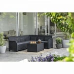 Salon de jardin en imitation résine tressée ALLIBERT avec table basse range-coussins - 6 personnes - SanRemo - Gris graphite