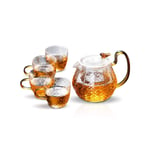 Dragon Scale Heat-Resistant Glass Teapot Kettle Set 20oz, with Removable Glass Tea Strainer, Stovetop Microwave Safe for Blooming and Loose Leaf Tea
