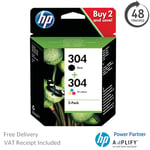 Original HP 304 Black & Colour Ink Cartridges for HP DeskJet 3700 Printers