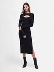 Barbour International Nebula Fitted Long Sleeve Midi Dress - Black, Black, Size 12, Women