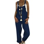 Loose Plus Size Casual One-piece Overalls Dark Blue S
