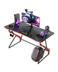 CubiCubi Bureau Gamer Gaming Informatique - 120*60*75 cm Esport Ergonomic Bureau Table Surface Fibre de Carbone, Stable Z Cadre, Crochet Casque pour Jouer Etudier Travailler, Chambre Domicile Grand