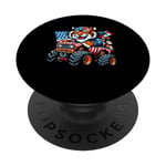 Patriotic Tiger 4th July Monster Truck American PopSockets Swappable PopGrip
