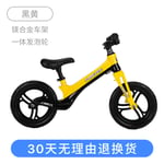 cuzona Children's balance car without foot scooter 1-2-3-6 years old bicycle child baby sliding yo car-Black and yellow foam wheel [magnesium alloy frame magnesium alloy front fork]