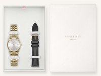 Rosefield presentsask inkl. Ace silver gold klocka och svart läder armband ASGBG-X238