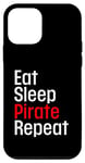 Coque pour iPhone 12 mini Cache-œil humoristique avec inscription « Eat Sleep Pirate Repeat »